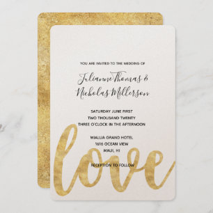 Invitation Chic Gold White Love Wedding Invite