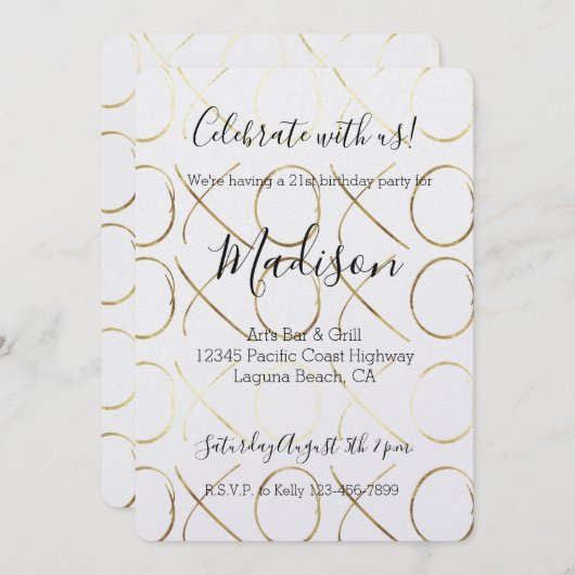Invitation Chic Gold XOXO (Devant / Derrière)