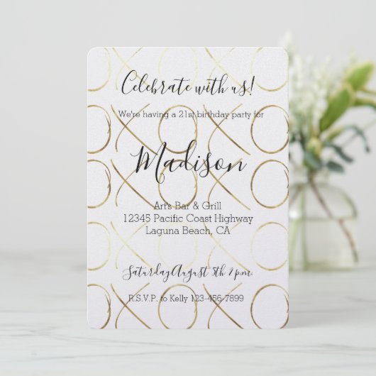 Invitation Chic Gold XOXO (Debout devant)
