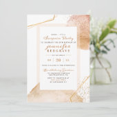 Invitation Chic Golden Abstrait Dots unique Surprise Party (Debout devant)