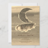 Invitation Chic Golden Crescent Baby Girl Douche (Devant)