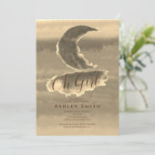 Invitation Chic Golden Crescent Baby Girl Douche (Debout devant)