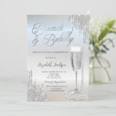 Invitation Chic Gouttes d'Argent Perles Prosecco Enterrement  (Debout devant)