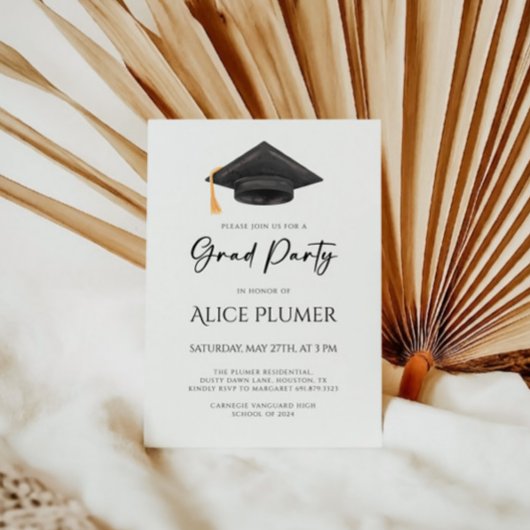 Invitation Chic Grad Casquette fête de graduation
