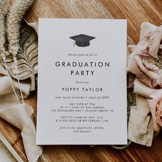 Invitation Chic Grad Casquette fête de graduation