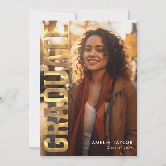 Invitation Chic Graduation Bold Gold Typographie (Devant)