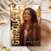 Invitation Chic Graduation Bold Gold Typographie