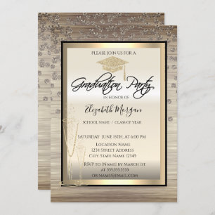 Invitation Chic Graduation Cap, Diamants de verre Graduation