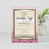 Invitation Chic Graduation Cap, Parties scintillant de verre  (Debout devant)