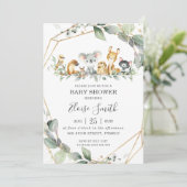 Invitation Chic Green Baby shower d'animaux australiens (Debout devant)