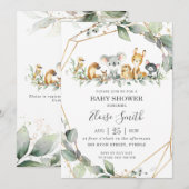 Invitation Chic Green Baby shower d'animaux australiens (Devant / Derrière)