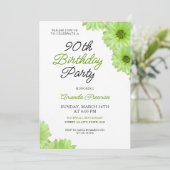 Invitation Chic Green Floral 90e anniversaire Fête (Debout devant)