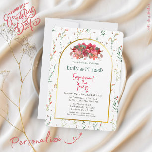 Invitation Chic Green Floral Spring Blooms Engagement Party