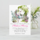 Invitation Chic Green Flower Garden Chaise Baby shower (Debout devant)