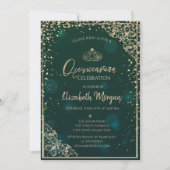 Invitation Chic Green Gold Tiara, Diamonds Quinceañera (Devant)