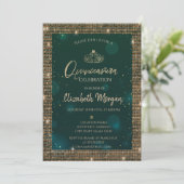 Invitation Chic Green Gold Tiara, Séquins Green Quinceañera (Debout devant)