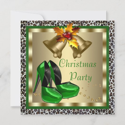Invitation Chic Green High Heel Chaussures Noël (Devant)