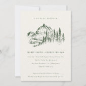 Invitation Chic Green Pine Mountain Sketch Couples Douche (Devant)
