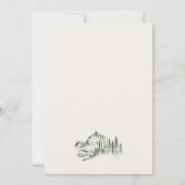 Invitation Chic Green Pine Mountain Sketch Couples Douche (Dos)