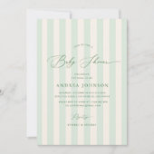 Invitation Chic Green Stripes Baby shower neutre pour les fem (Devant)