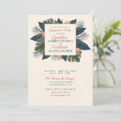 Invitation Chic Green Tropical Feuilles Parti d'engagement un (Debout devant)