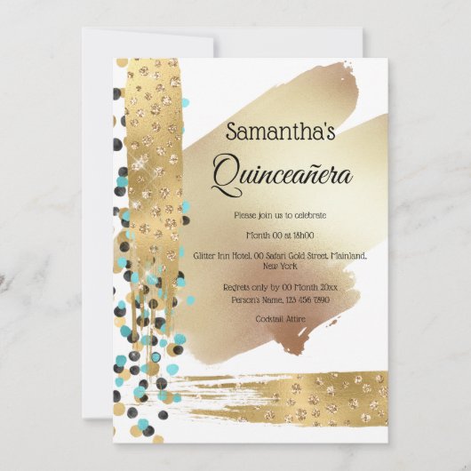 Invitation Chic guépard abstrait bleu or moderne (Devant)