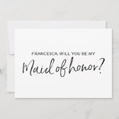 Invitation Chic Hand a écrit : "Serez-vous ma servante d'honn (Devant)