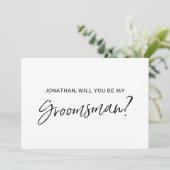 Invitation Chic Hand a écrit : "Serez-vous mon groomsman ? (Debout devant)