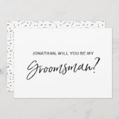 Invitation Chic Hand a écrit : "Serez-vous mon groomsman ? (Devant / Derrière)