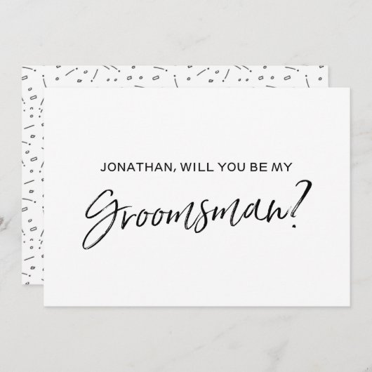 Invitation Chic Hand a écrit : "Serez-vous mon groomsman ? (Devant / Derrière)