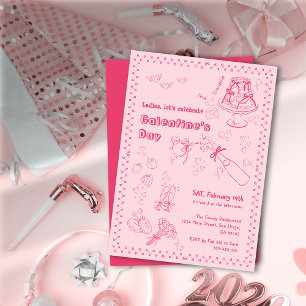 Invitation Chic Hand Drawn Champagne Fête de la Saint-Galenti