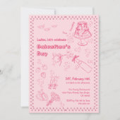 Invitation Chic Hand Drawn Champagne Fête de la Saint-Galenti (Devant)