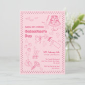 Invitation Chic Hand Drawn Champagne Fête de la Saint-Galenti (Debout devant)