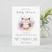 Invitation Chic Happy Owl Baby shower (Debout devant)