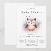 Invitation Chic Happy Owl Baby shower (Devant / Derrière)
