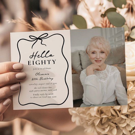 Invitation Chic Hello Eighty' Photo 80th Birthday Party