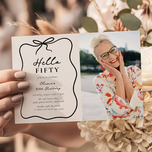 Invitation Chic Hello Fifty' Photo 50th Birthday Party