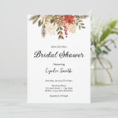 Invitation Chic hiver à feuillage persistant noël Douche nupt (Debout devant)
