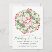 Invitation Chic hiver Aquarelle Wreath Déjeuner (Devant)