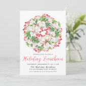 Invitation Chic hiver Aquarelle Wreath Déjeuner (Debout devant)