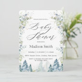 Invitation Chic hiver Baby shower alpin Neutre (Debout devant)