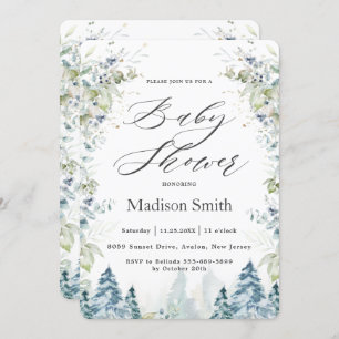 Invitation Chic hiver Baby shower alpin Neutre 