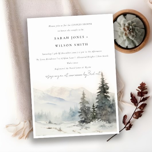 Invitation Chic hiver Montagne neige paysage Couples douche
