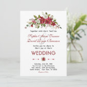 Invitation Chic hiver vacances Poinsettia Mariage (Debout devant)