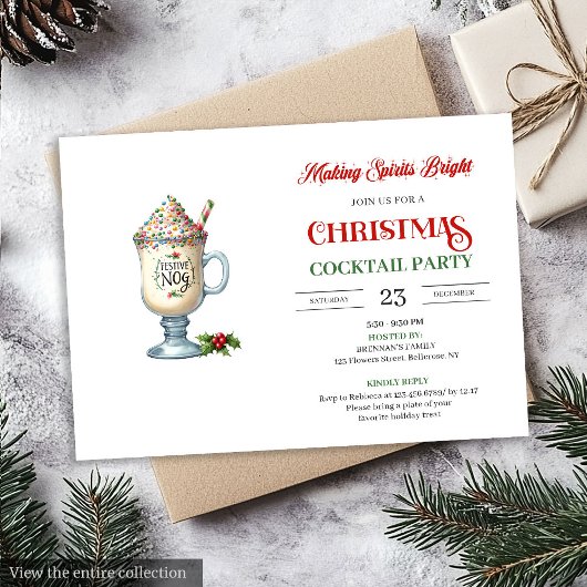 Invitation Chic Holiday Cocktails Party modern festive card