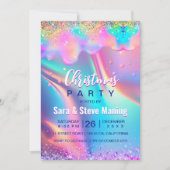 Invitation Chic holographique licorne gouttes parties scintil (Devant)