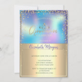 Invitation Chic Holographique Or Tiara, Diamonds Quinceañera (Devant)