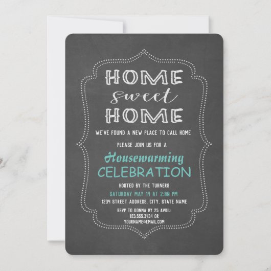 Invitation Chic Home Sweet Home Chalk Houseécher Party (Devant)