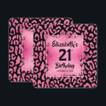 Invitation Chic Hot Pink Leopard Print 21st Birthday<br><div class="desc">A 5.25" square invitation features a pink faux foil square over a stylish hot pink and black leopard print pattern and your party details on the back. MATCHING items in our collection.</div>