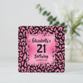Invitation Chic Hot Pink Leopard Print 21st Birthday (Debout devant)